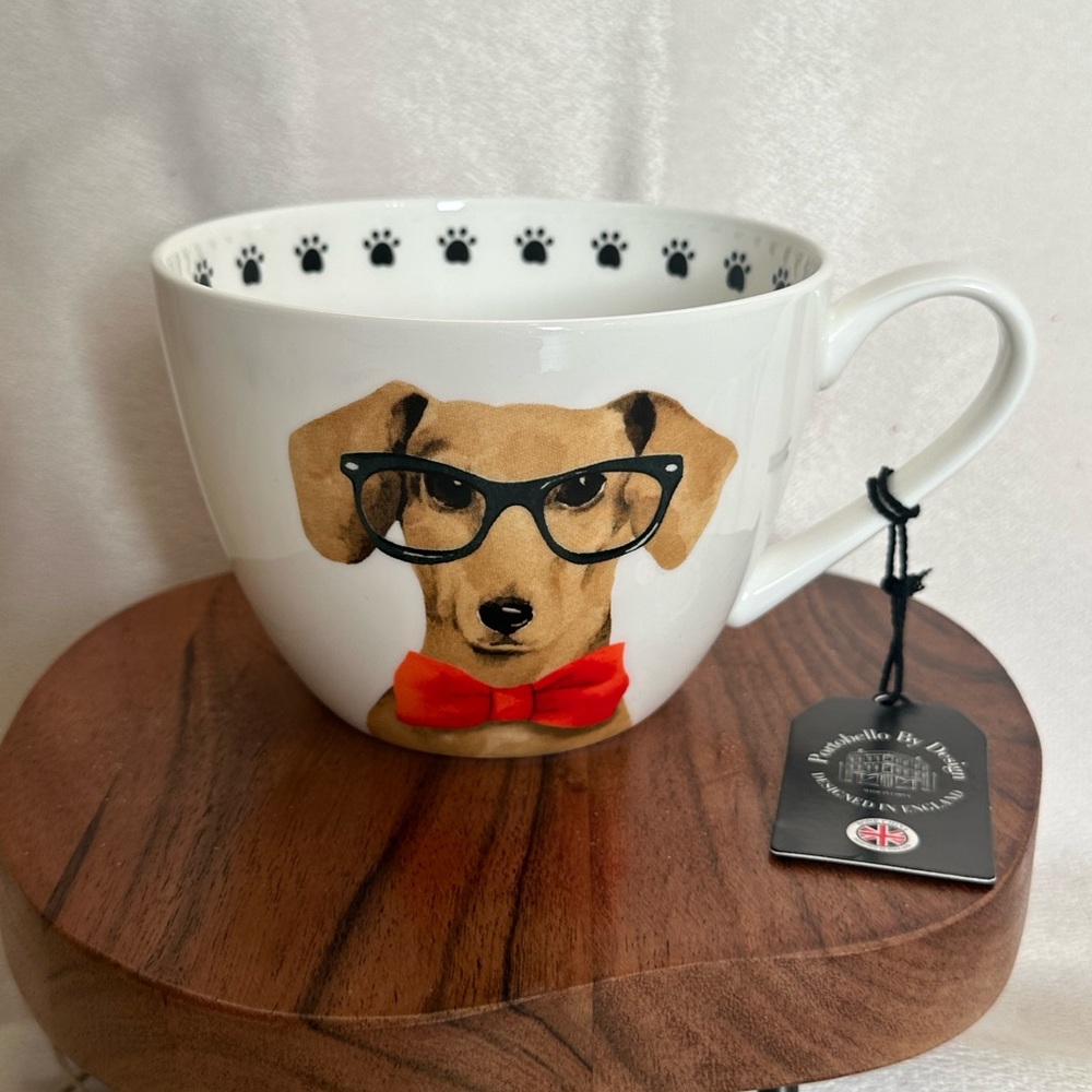 Dapper Dachshund Dog Glasses Portrait Portobello Mug Cup